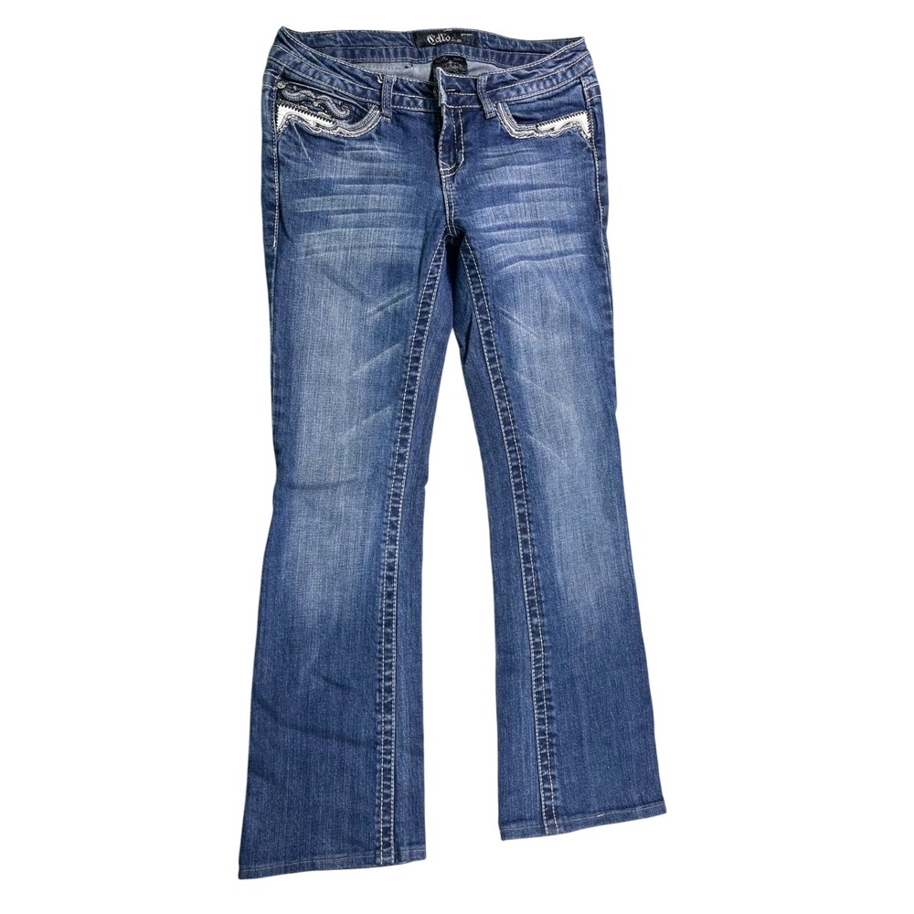 Cello‎ Size 5 Bootcut Jeans Embellished Pocket Stretch Denim Medium Wash